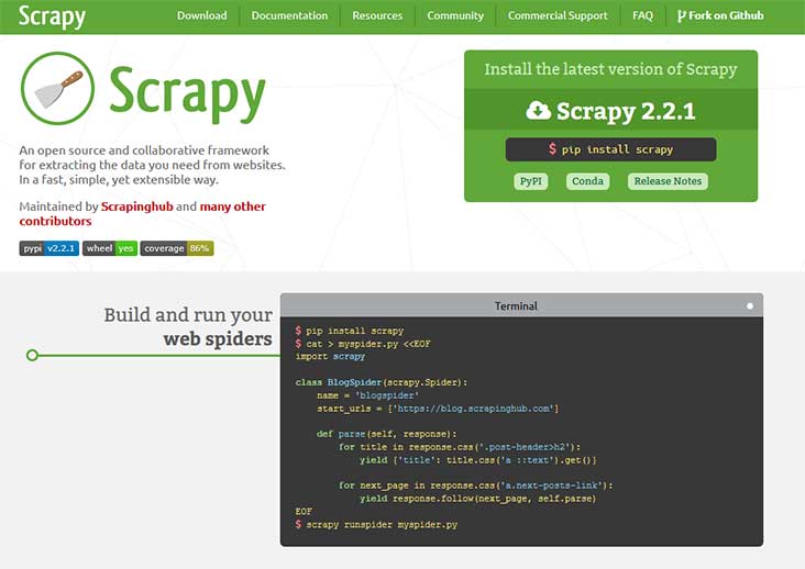 Scrapy, фреймворк с открытым исходным кодом